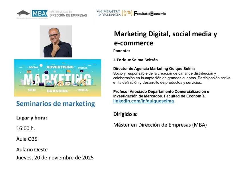 Imagen con datos de los seminarios de marketing